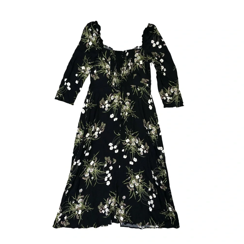 Reformation Fairway Floral Dress | Quarter sleeve | Black & Green NWT | Size 12 - Picture 7 of 9